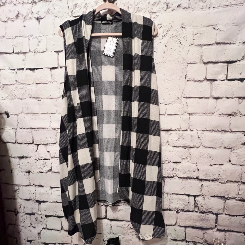 Women’s Long Vest Black and White 3XLarge